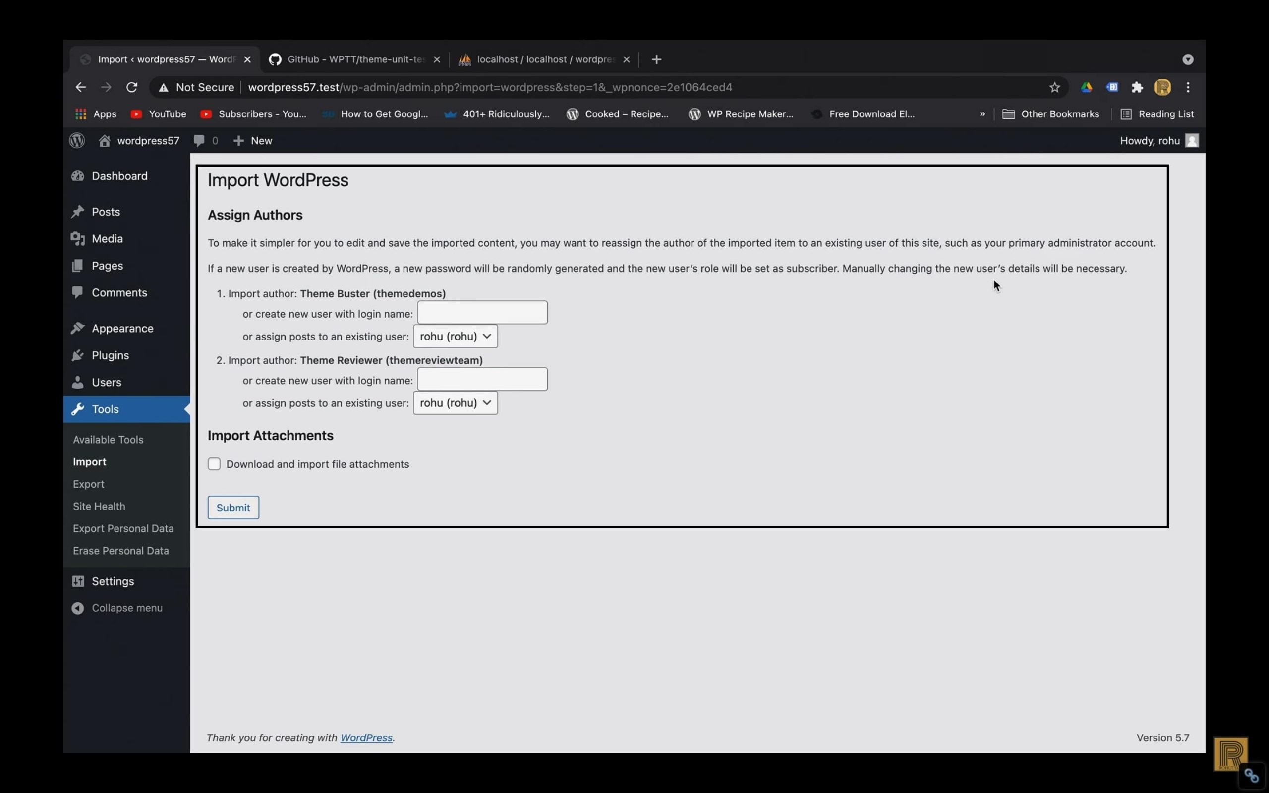 How to import dummy content in WordPress 5.7