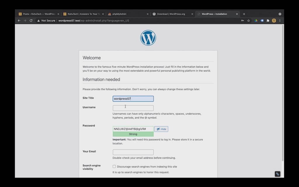 How to install WordPress locally on a mac without MAMP